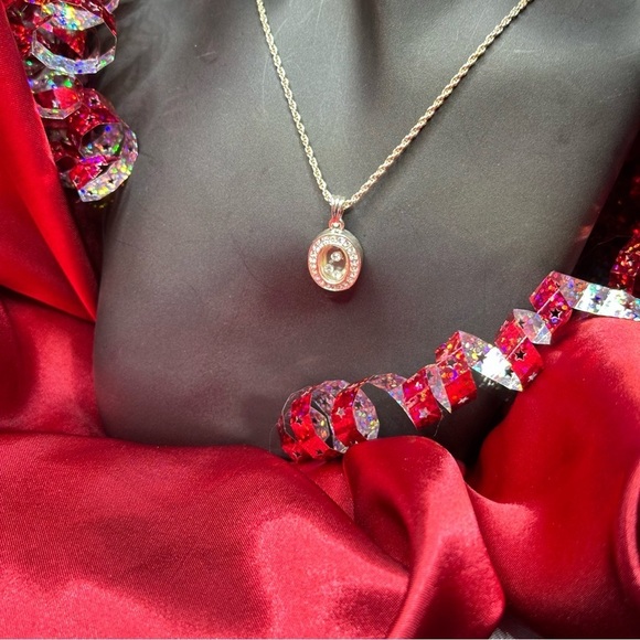 Oval CZ Crystal Pendant Necklace – Dancing Diamond Center Stones - Picture 3 of 11